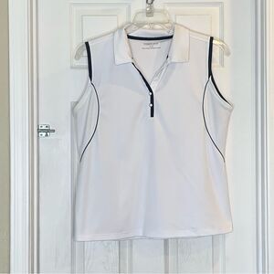 Maggie Lane White and Black Sleeveless Golf Polo Size XL